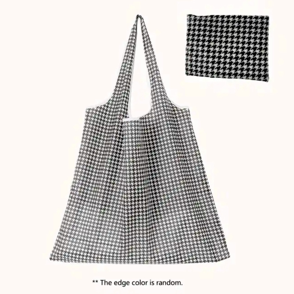 Houndstooth Fashion Reusable Bag Black & White 15.75” X 18.11”